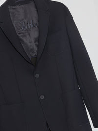 Navy Pocket-Detail Blazer