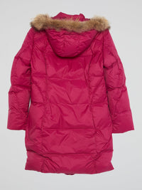 Pink Zip-Up Quilted Parka