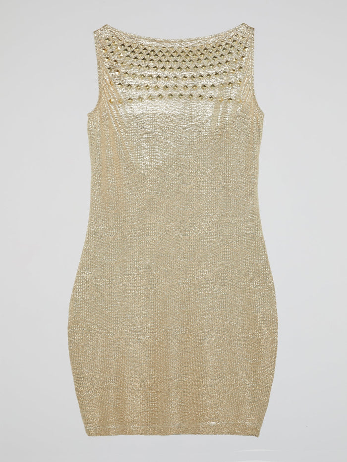 Gold Embellished Cut-Out Dress