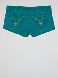 Teal Distressed Shorts