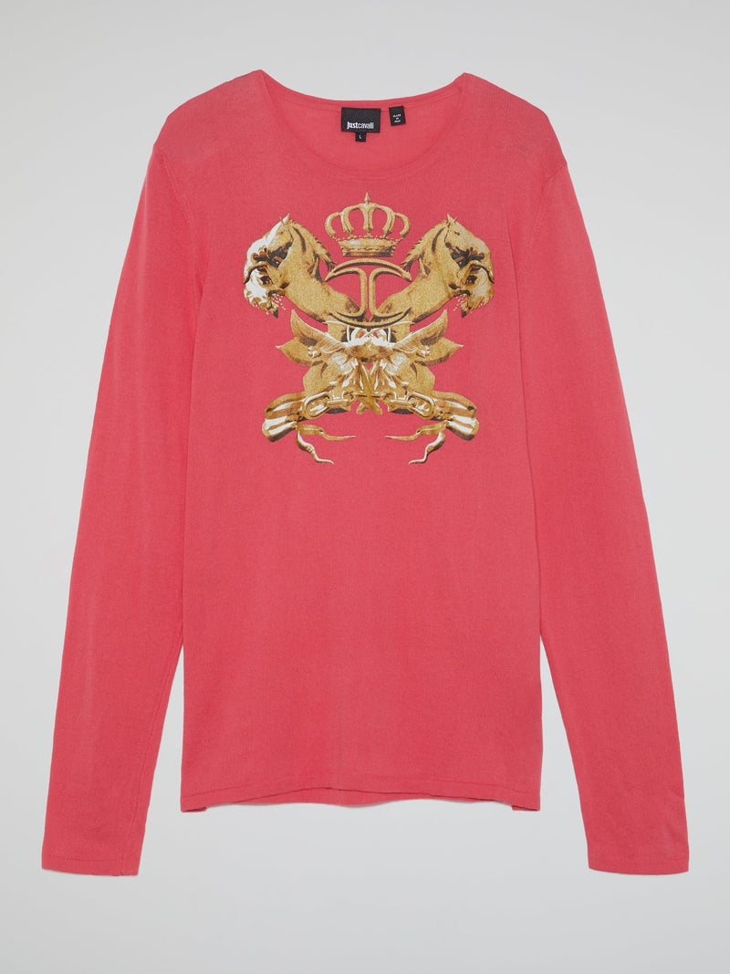 Pink Printed Crewneck Sweatshirt