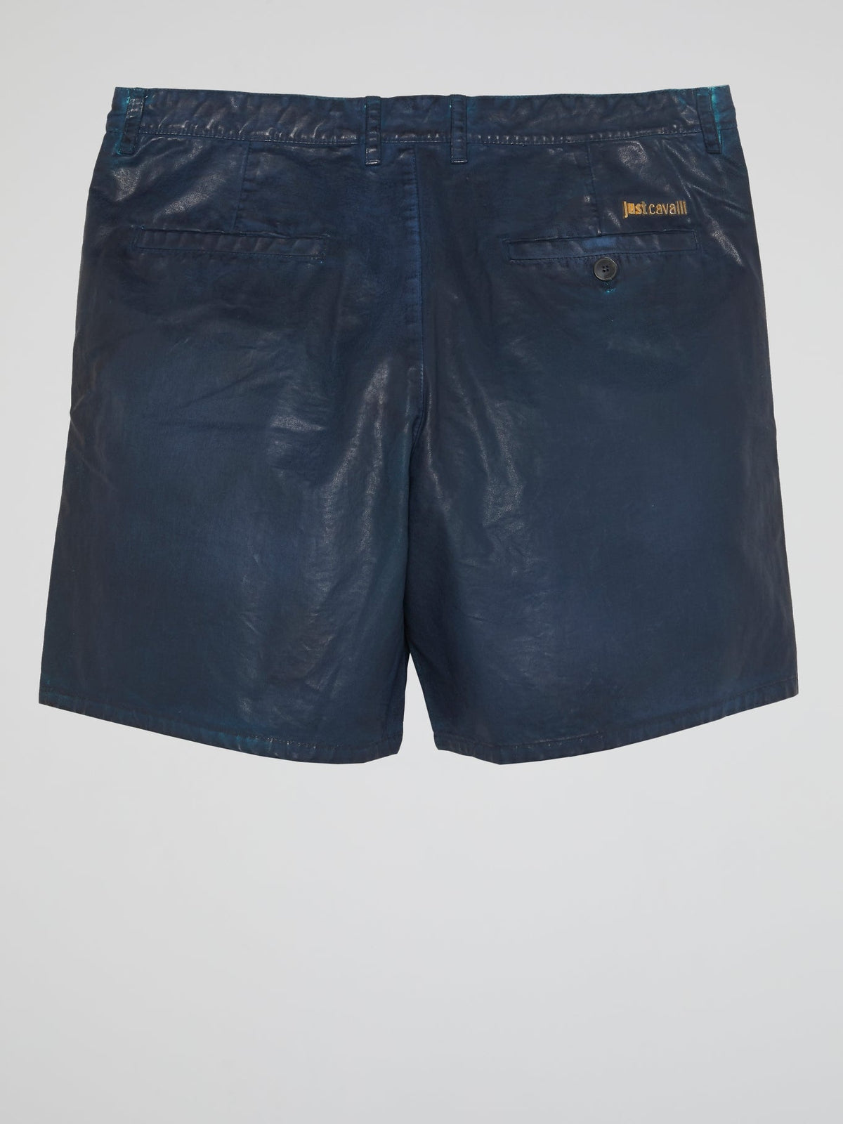 Navy Leather Shorts