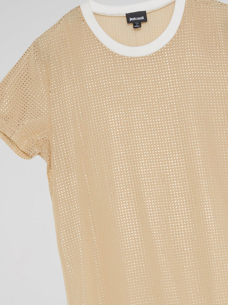 Beige Studded Crewneck T-Shirt