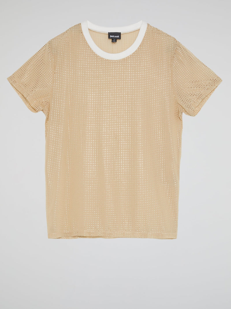 Beige Studded Crewneck T-Shirt