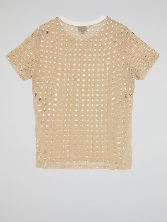 Beige Studded Crewneck T-Shirt