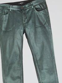 Green Metallic Slim Fit Jeans