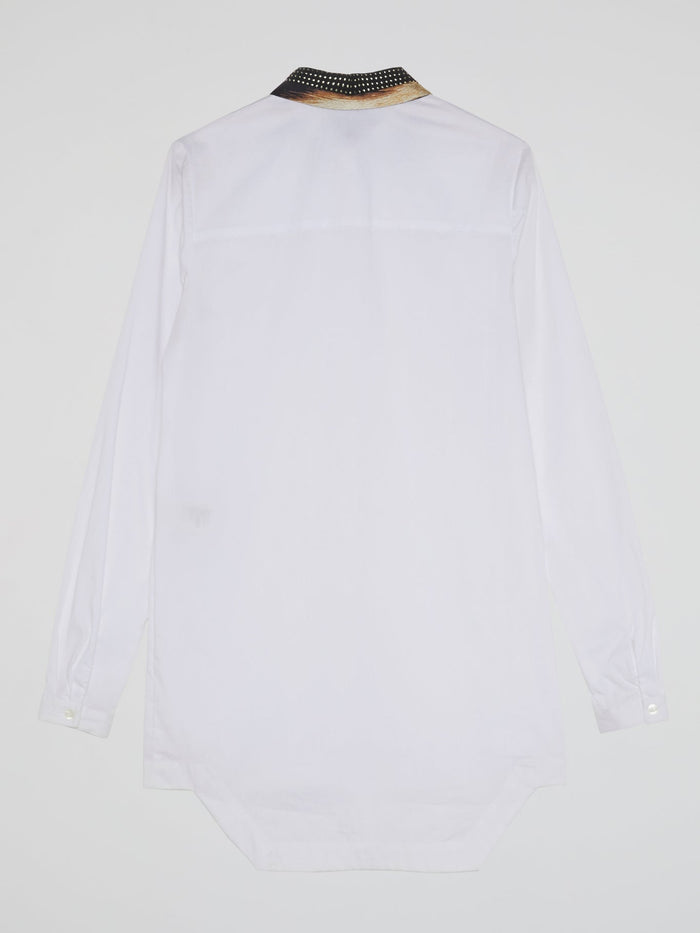 White Studded Collar Dress Shirt