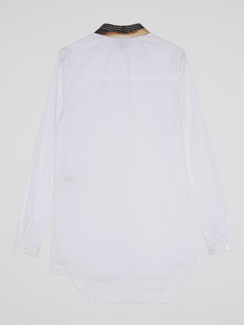 White Studded Collar Dress Shirt