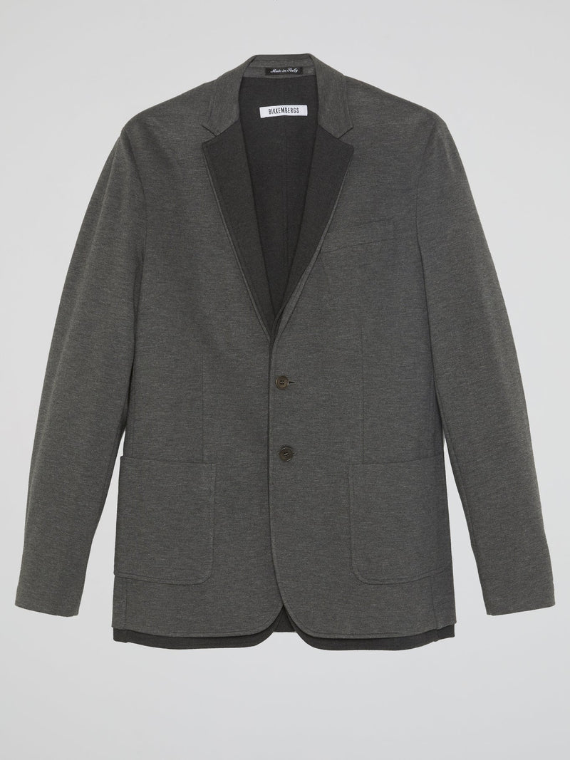 Grey Single-Breasted Blazer