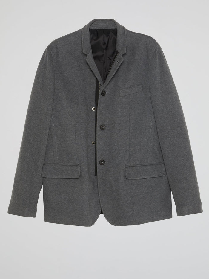 Grey Single-Breasted Blazer