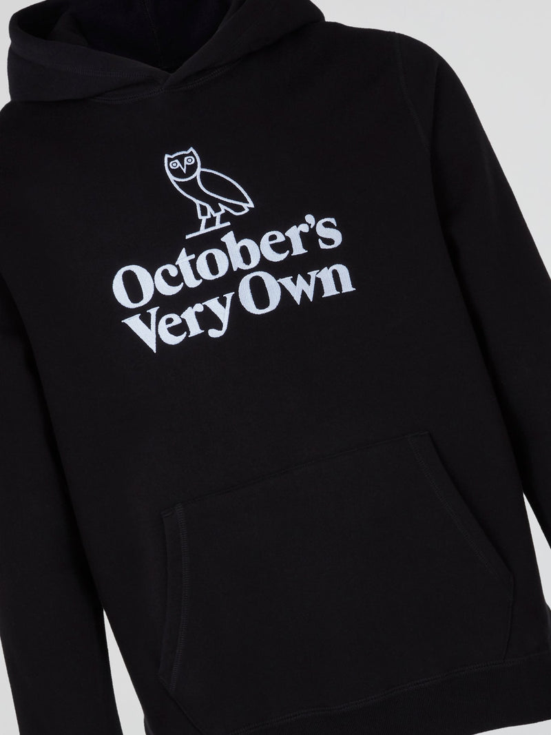 Black Owl Embroidered Hoodie