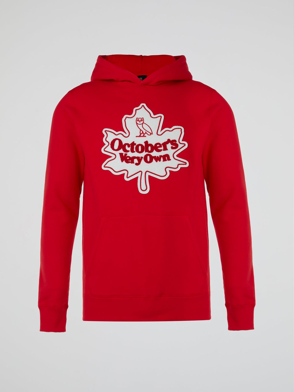 Red Front Pocket Printed Hoodie