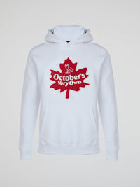 White Front Pocket Printed Hoodie