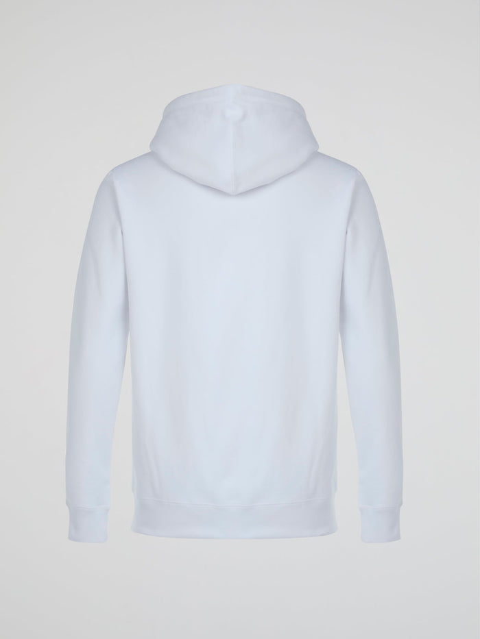 White Front Pocket Printed Hoodie