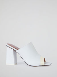 White Block Heel Peep Toe Sandals