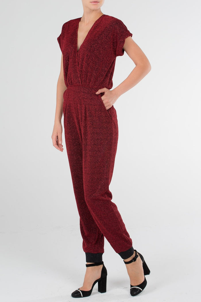 Burgundy Zip Back Surplice Overall