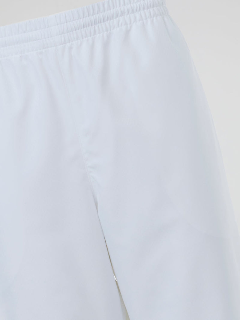 White Ribbed Waistband Track Trousers