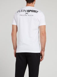 White Rear Logo Print T-Shirt