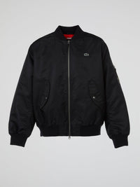 Black Zip-Up Bomber Jacket