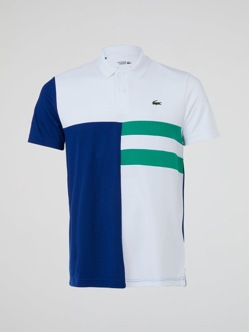 Colour Block Ribbed Collar Polo Shirt