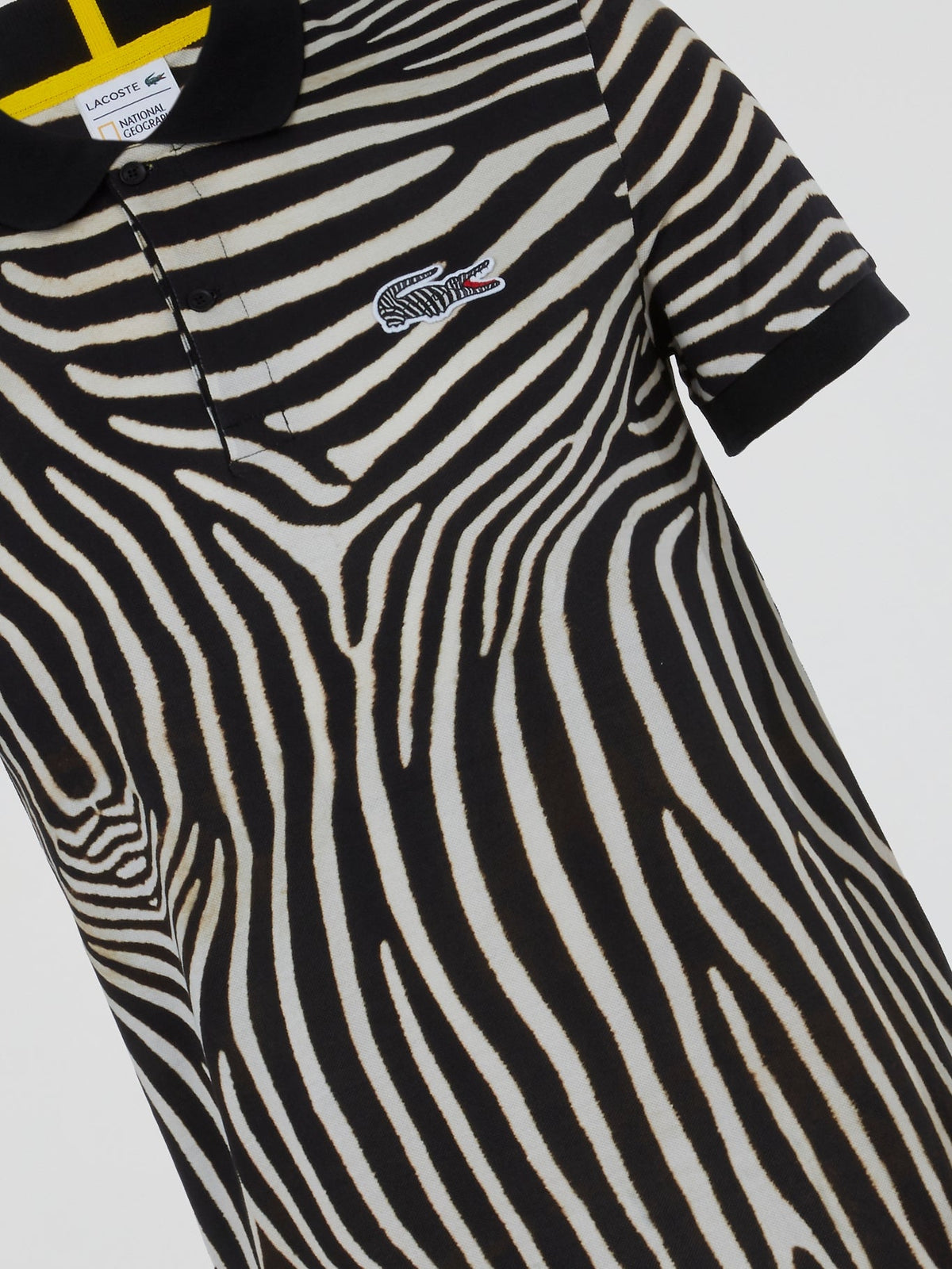 Animal Print Ribbed Collar Polo Shirt