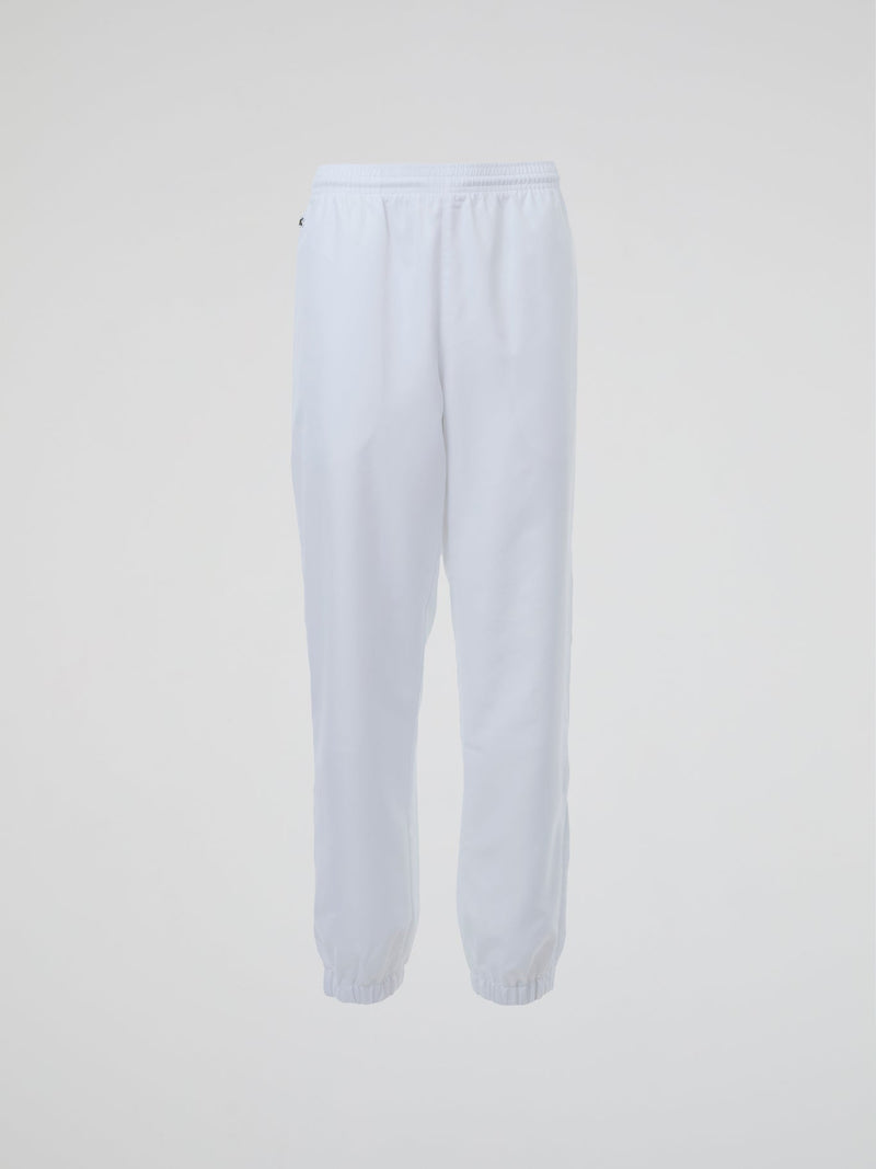 White Elastic Waist Track Pants