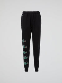 Black Multi-Logo Elastic Waist Track Pants