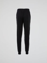 Black Multi-Logo Elastic Waist Track Pants