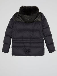 Navy Fur Hood Puffer Jacket