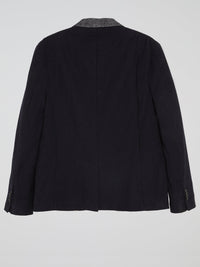 Navy Contrast Collar Blazer