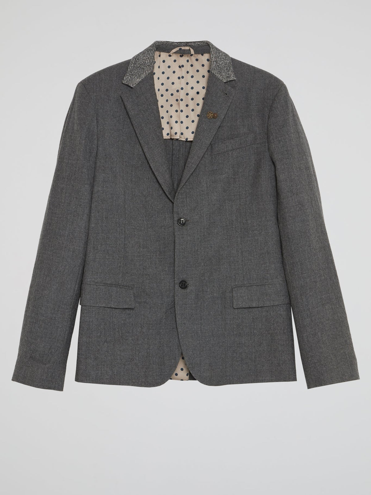 Grey Check-Collar Blazer