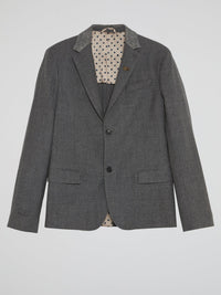 Grey Check-Collar Blazer