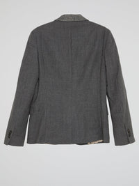 Grey Check-Collar Blazer