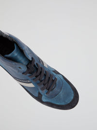 Blue High-Top Leather Shoes