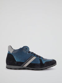 Blue High-Top Leather Shoes