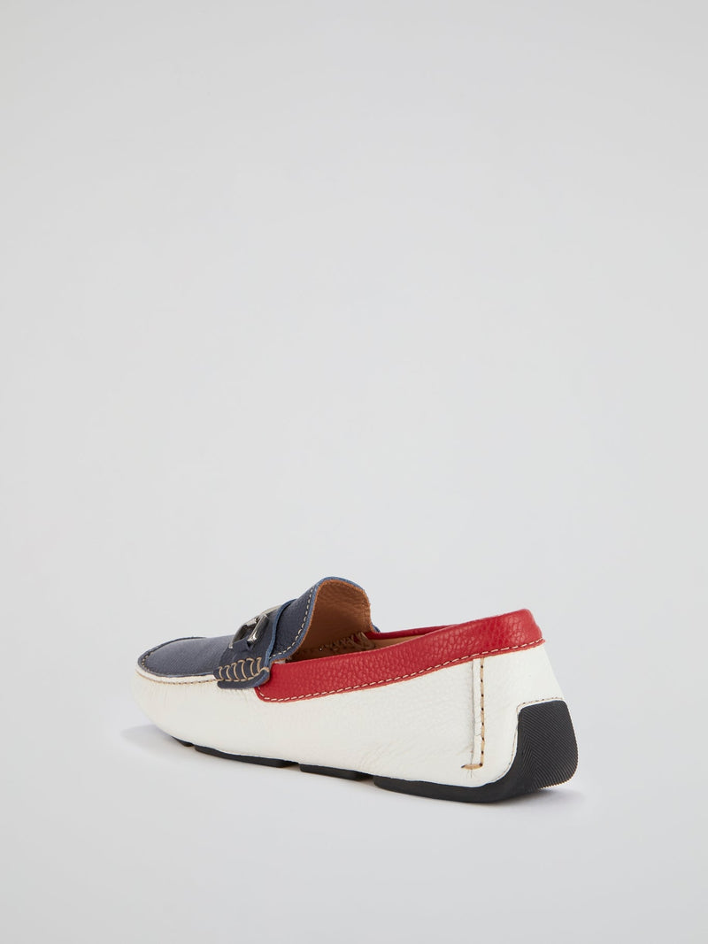 Colour Block Leather Loafers