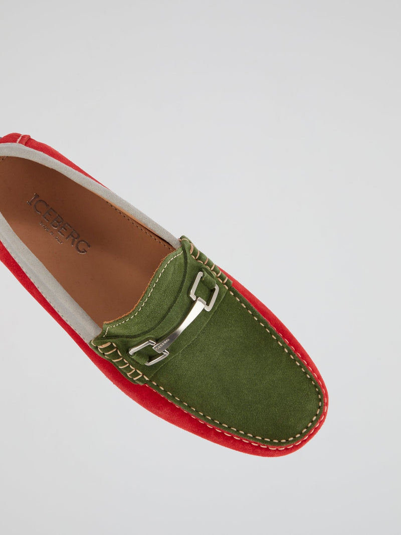 Colour Block Suede Loafers