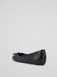 Black Leather Ballerina Shoes