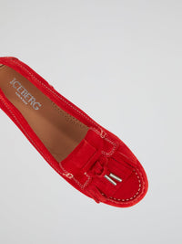 Red Suede Tassel Loafers