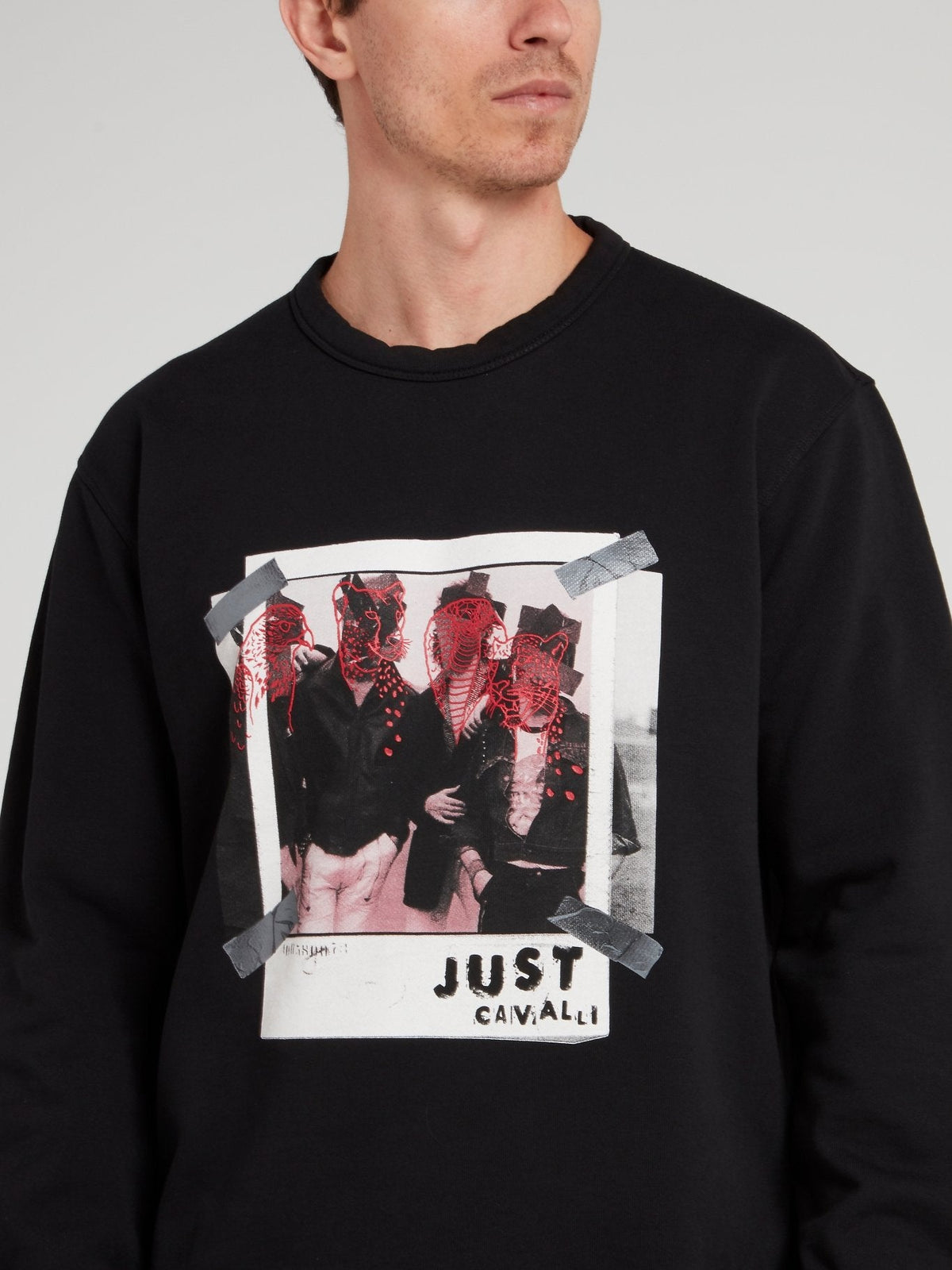 Black Graphic Print Crewneck Sweatshirt