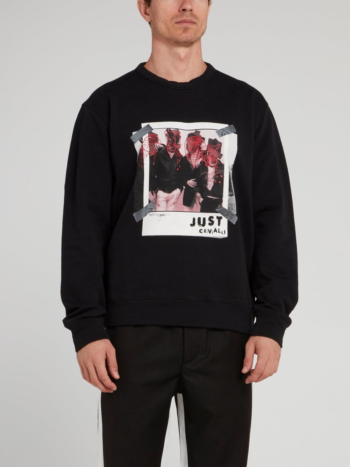 Black Graphic Print Crewneck Sweatshirt