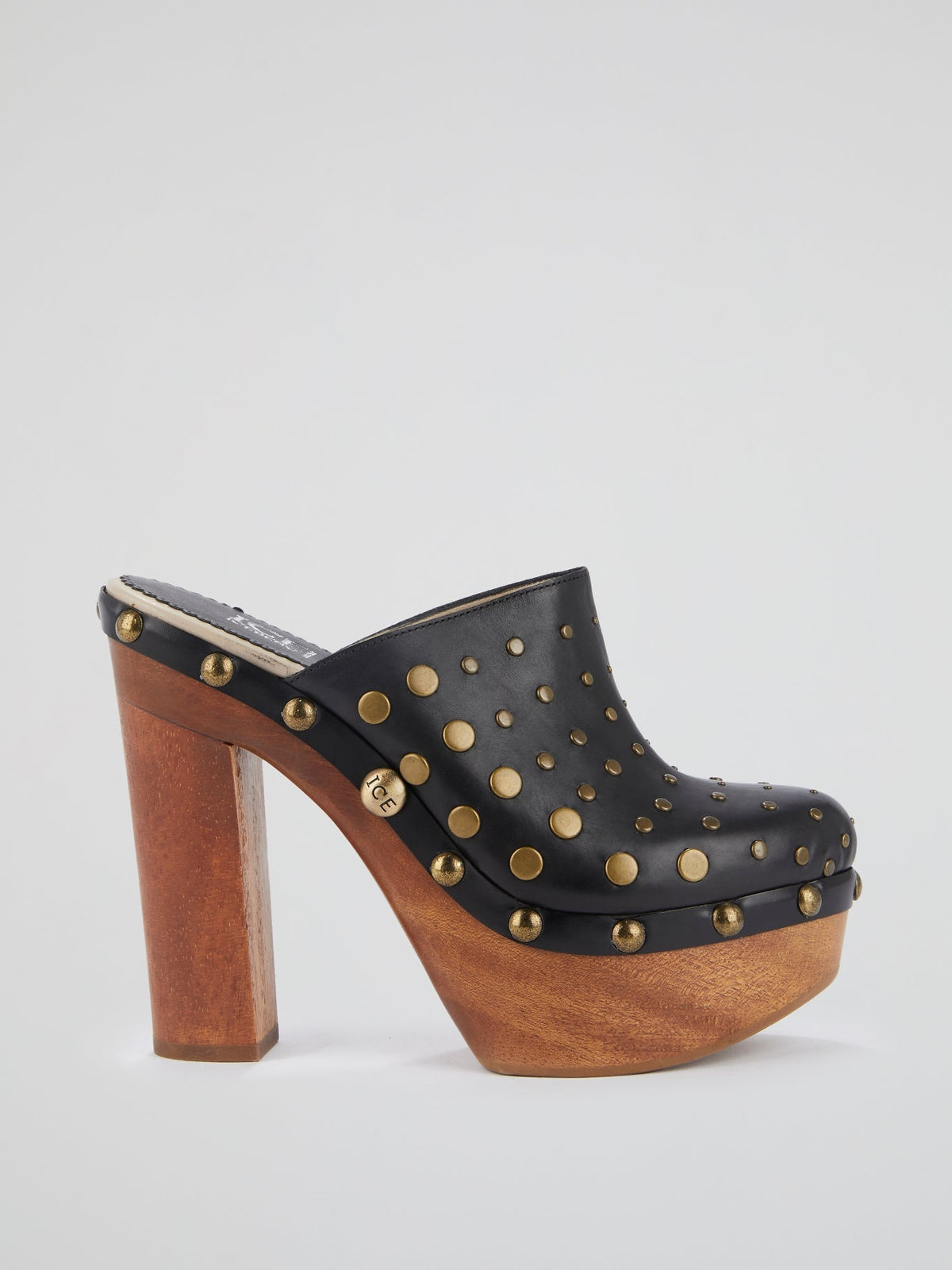 Black Studded Clog Sandals