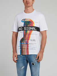 White Graphic Print Cotton T-Shirt