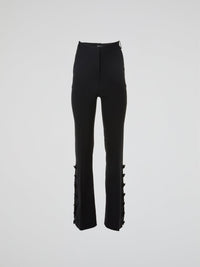 Black Button Detailed High-Waist Pants