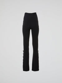 Black Button Detailed High-Waist Pants