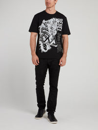 Black Sketch Printed T-Shirt