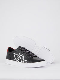 Black Tiger Print Low-Top Sneakers