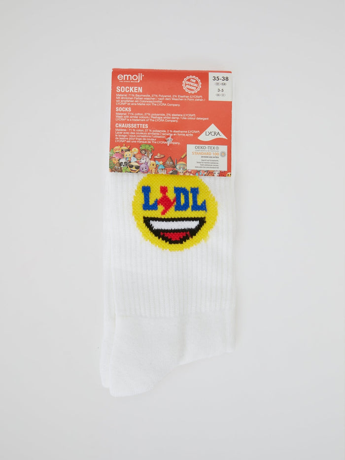 White Lidl Emoji Socks