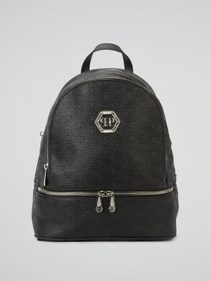 Black Crystal Monogram Backpack (Kids)