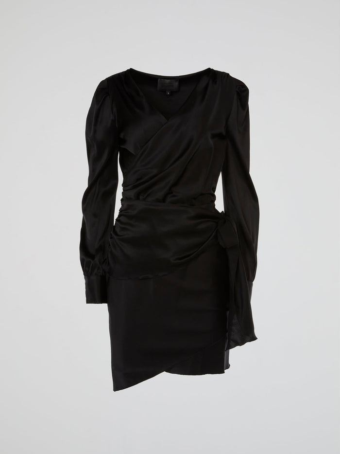 Black Surplice Mini Dress